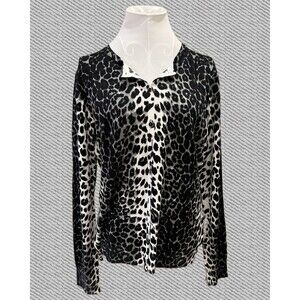 "Melrose Chic" Women’s Cardigan Sweater Top Animal/Cheetah Print Large NWT